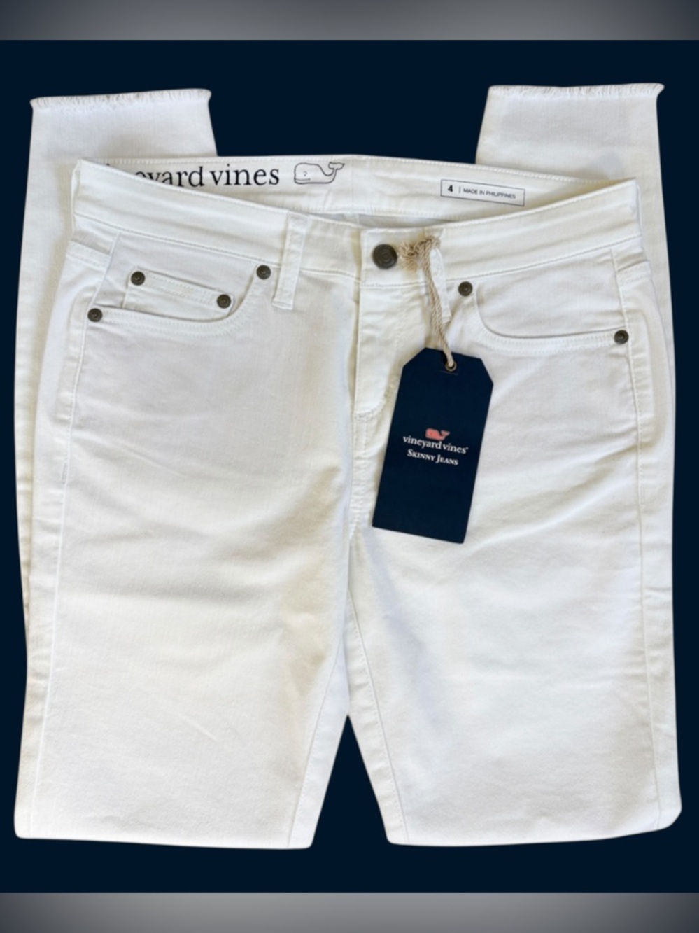 NWT Vineyard Vines Stepped Hem Jeans White Size 4